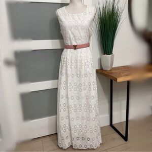 Vineyard Vines White Eyelet Lace Sleeveless Maxi Dress SZ 14 NWT $288 READ